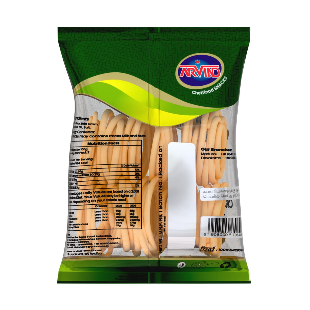 Thenkuzhal Murukku Fried in Coconut Oil (தேன்குழல் முறுக்கு)